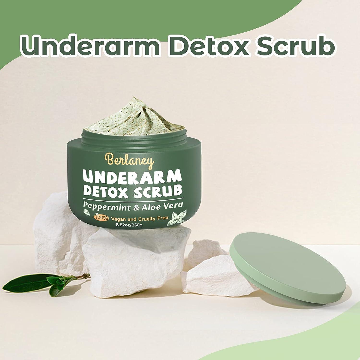 Body Scrub and Armpit Detox Scrub 8.8 oz with Peppermint Aloe Vera and