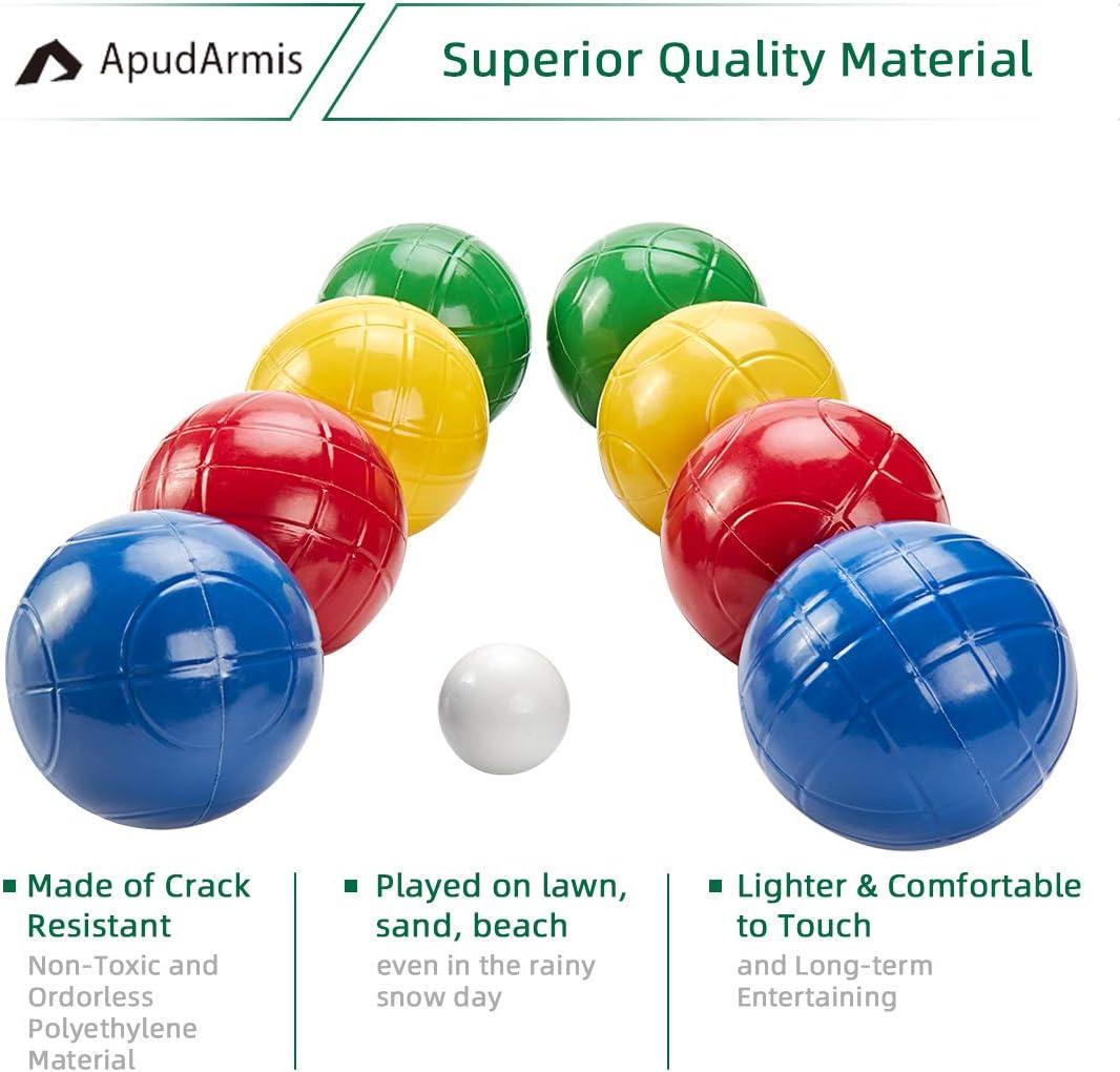 ApudArmis 90mm Bocce Balls Set, Lighter Outdoor Bocce Game for Backyard