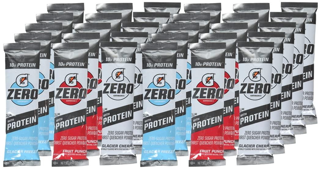 Gatorade Zero Protein Powder Sticks 30 Pack 10g Whey Protein Isolate, Zero Sugar, Electrolytes