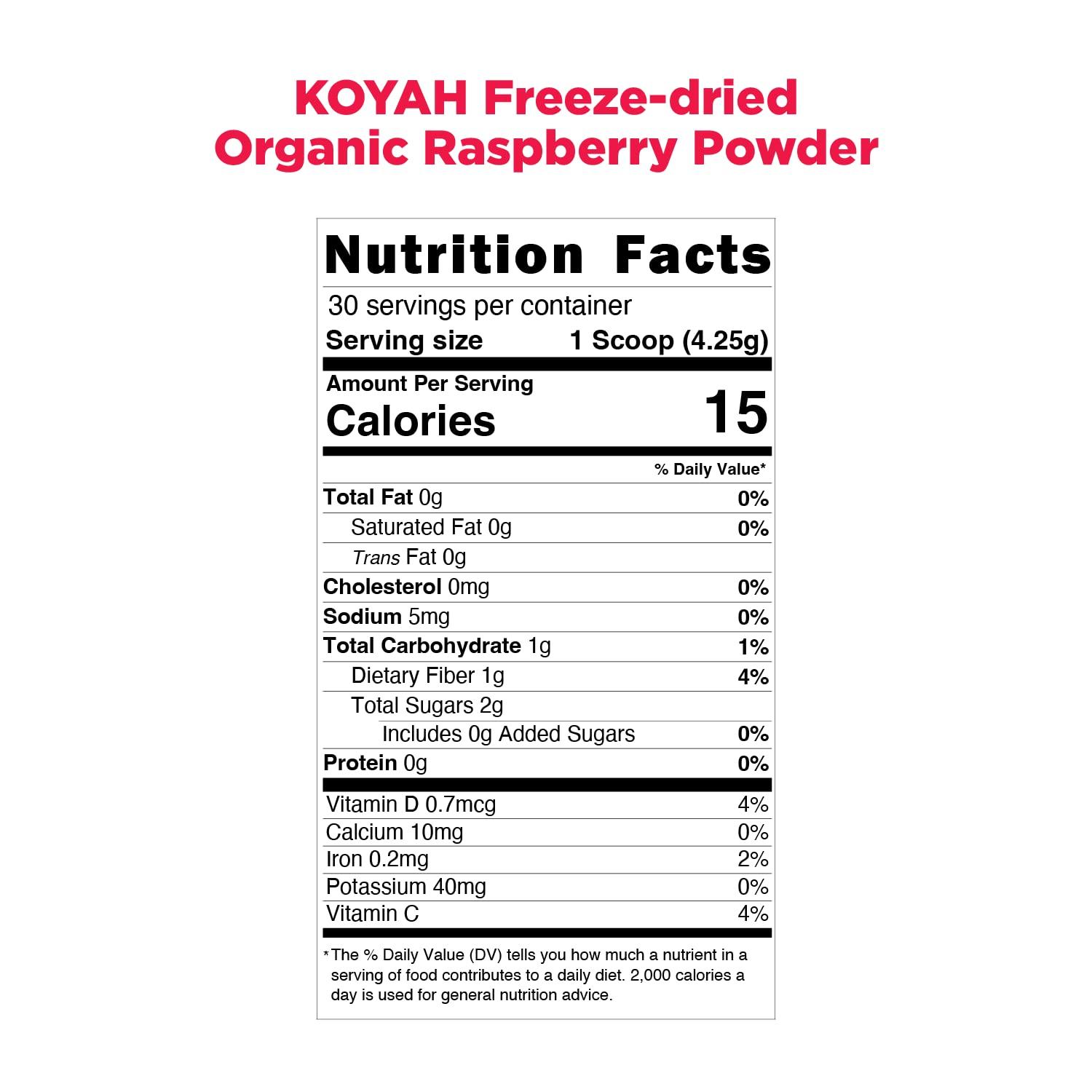 KOYAH Organic Freezedried Raspberry Powder (Equivalent to 450