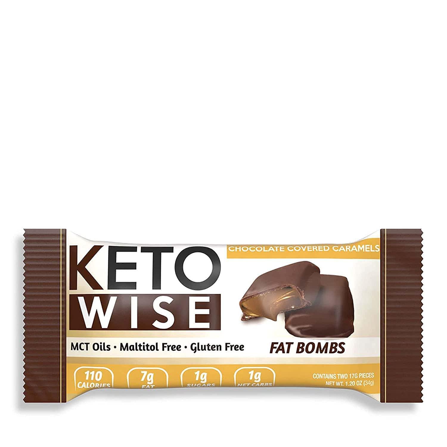 Keto Wise Fat Bombs Chocolate Covered Caramels 16 Count Box 1.2 Ounce