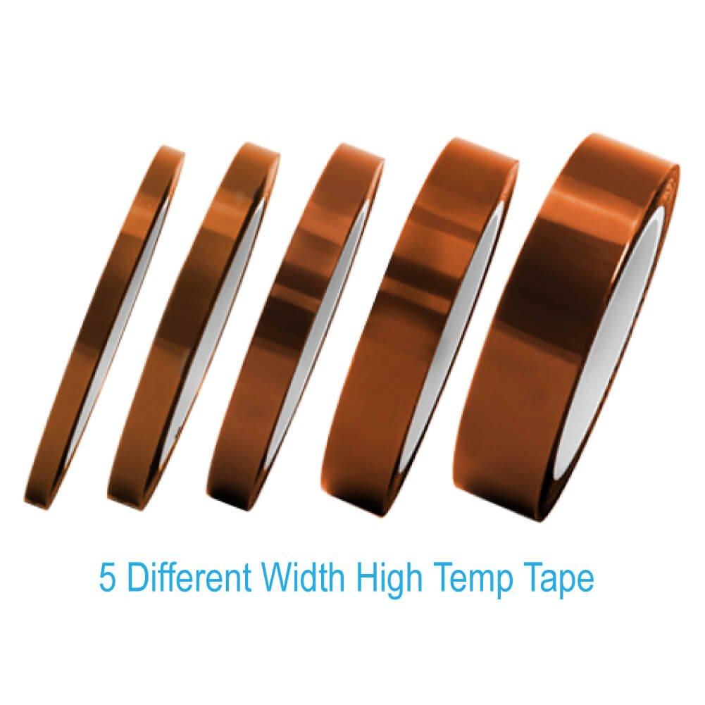 Selizo High Temp Tape 5 Pack Multi Sized 1/8 15/64 15/64 15/32 5