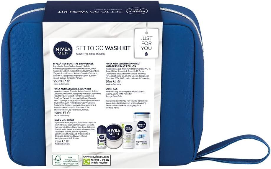 NIVEA MEN Set To Go Wash Kit Gift Set (5 Pieces) Men's Gift Set