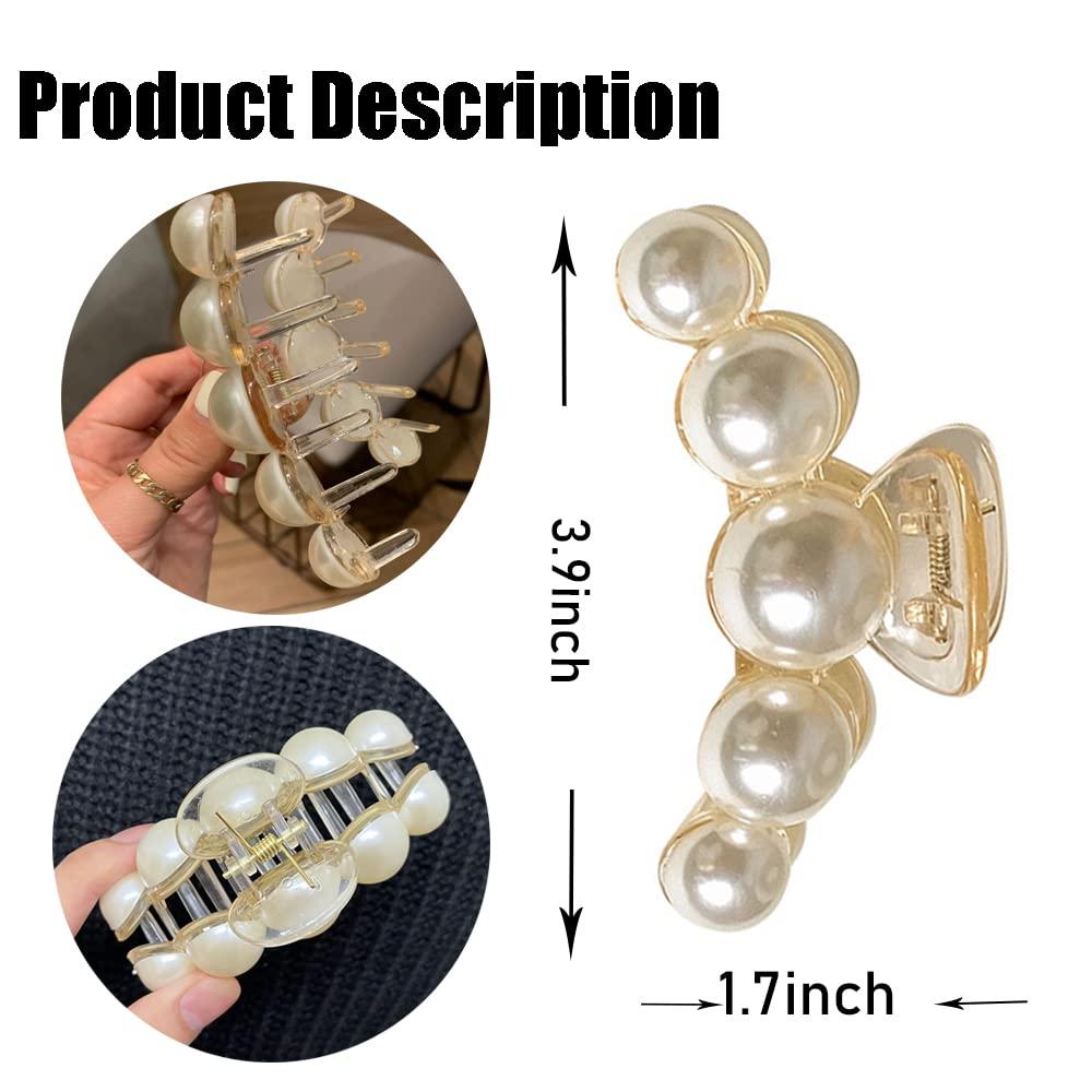 Pearl Hair Claw Clips For Women, Strong Hold Hair Jaw Clips Nonslip  Threaded Metal Gold Claw Clips for Hair Styling Barrette Fashion Hair Clips  Accessories for Women Thick/Thin Hair 1 Pack 