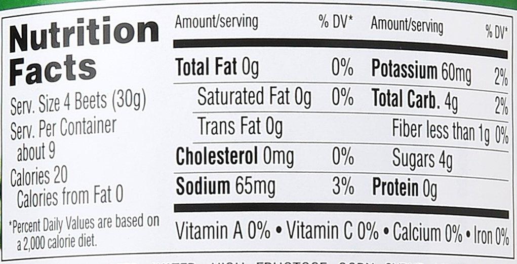 Nutrition Facts Sea Beet Nutrition Aunt Nellie's Pickled