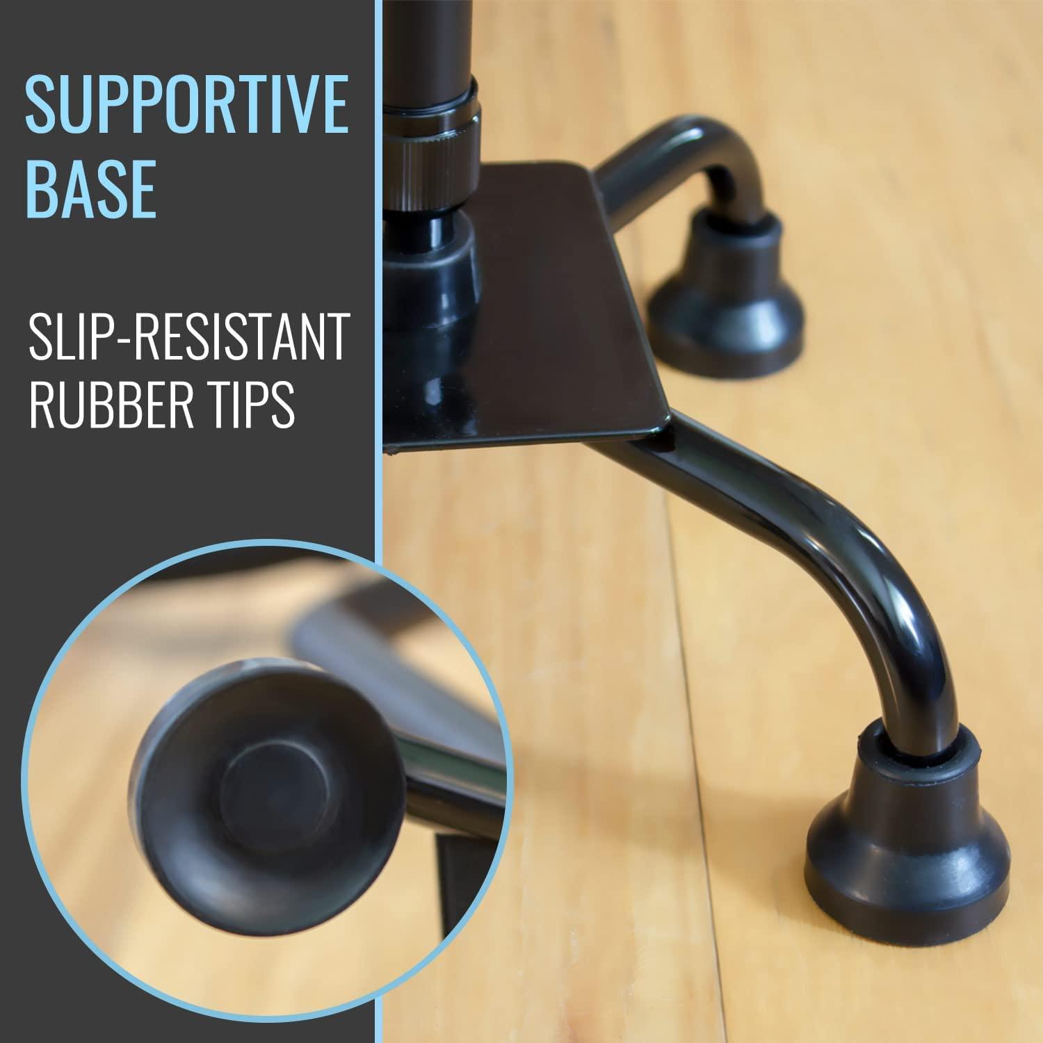 HealthSmart Quad Walking Cane with Foam Handles Adjustable Canes for