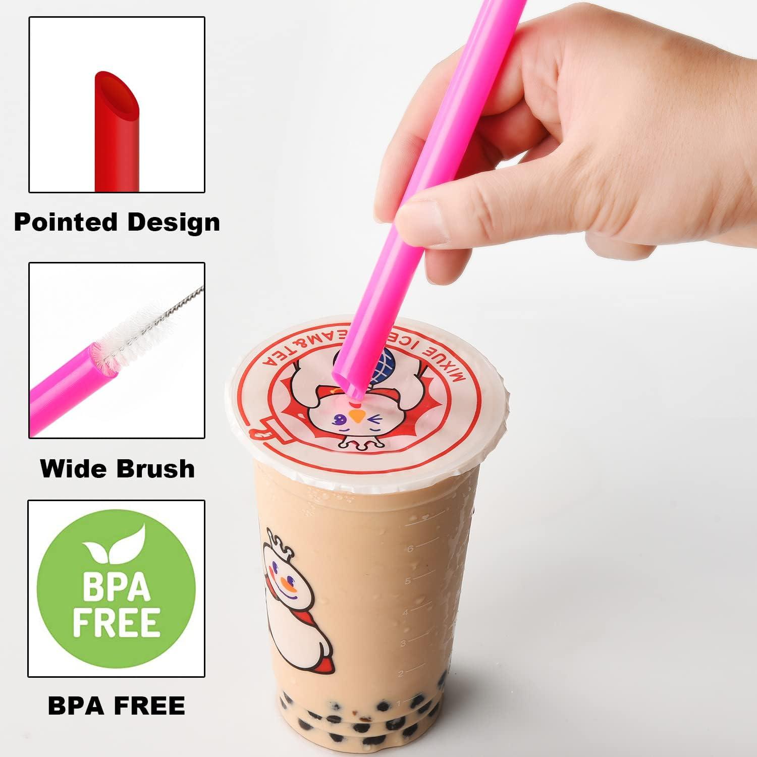 Reusable Hard Plastic Clear Straws 10.5 Inch Straws with Cleaning Brush 12  Pack