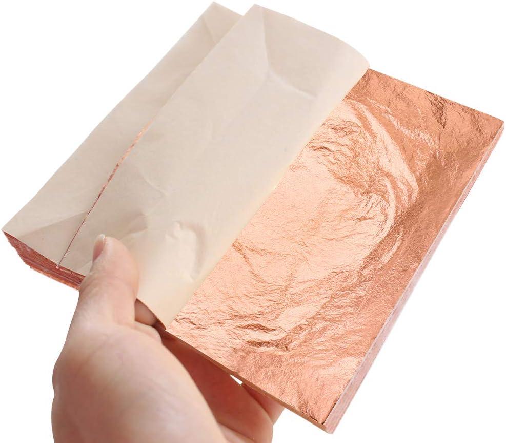 Gold Leaf Sheets, Real Copper Leaf Sheet, Schabin Gold Foil Paper 100 Sheets  6.3 by 6.3 Metallic Leaf Sheet for Painting Arts, Gilding, Crafts Nails  and DIYS Decor 6.3 rose gold 100pcs