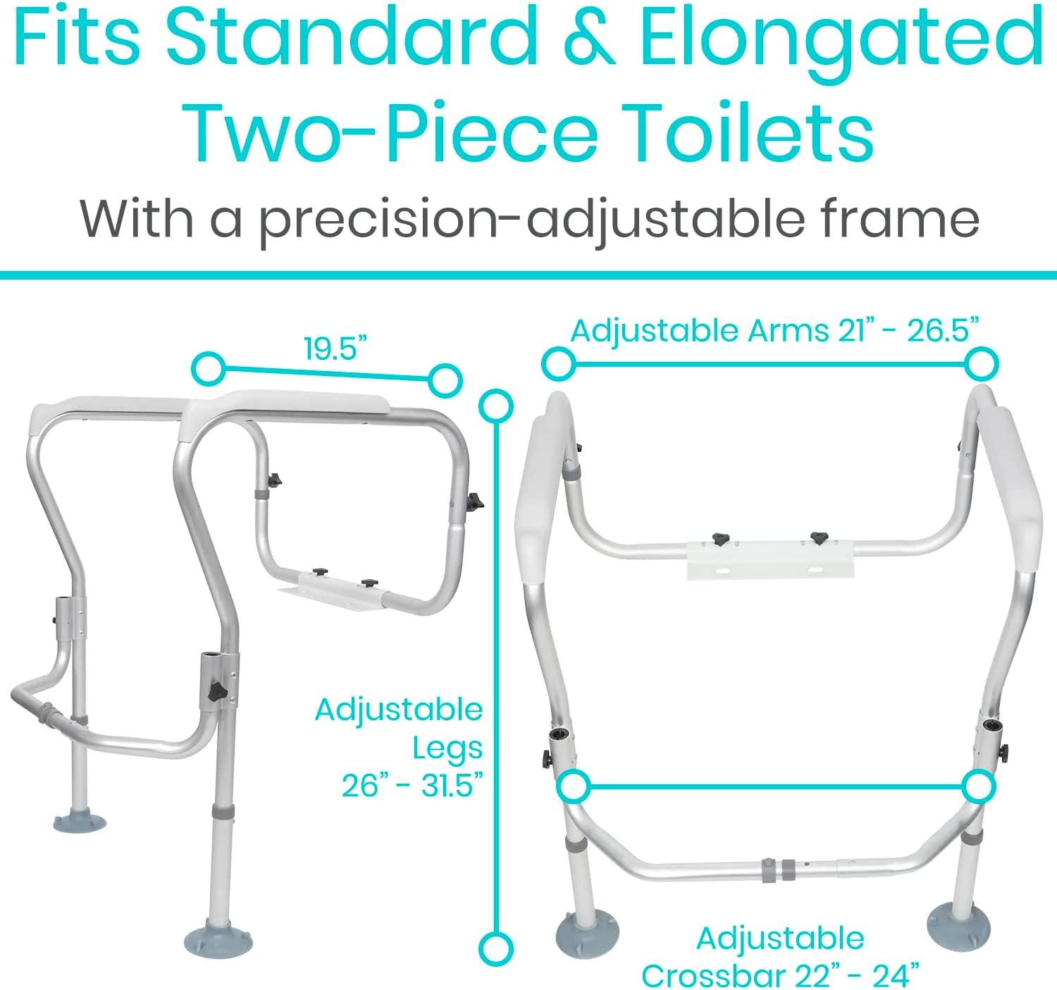 Vive Toilet Safety Rail Frame Adjustable Non Slip Grab Bars for