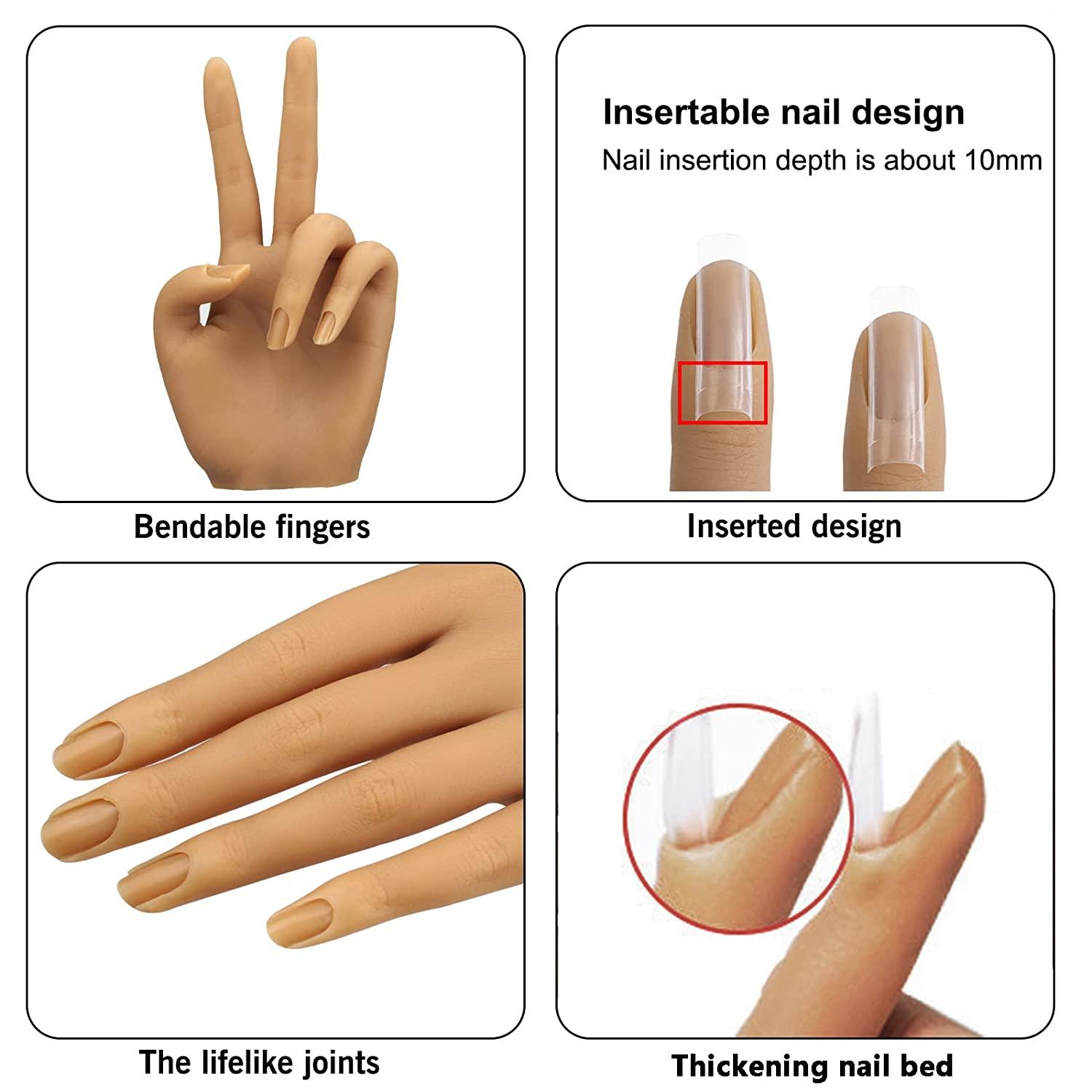 Silicone Practice Hand For Acrylic Nails Training Fingernails Soft Fake  Nail Model Flexible Bendable Mannequin Manicure