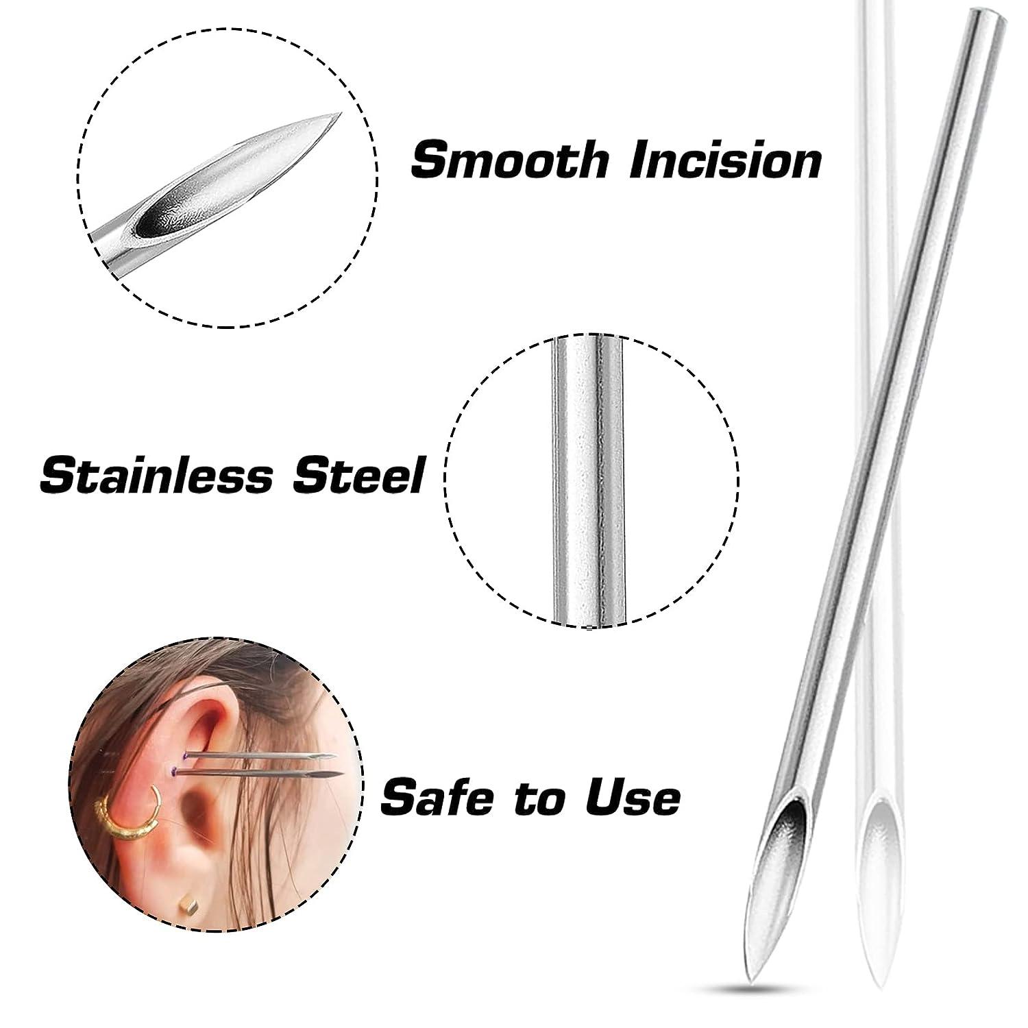 100pcs Disposable Sterile Body Piercing Needles 12g 14g 16g 18g