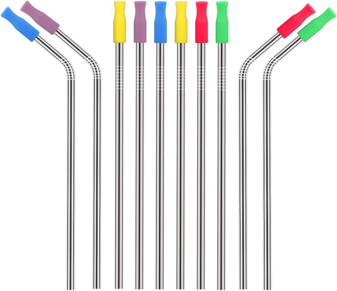 12pcs Silicone Straw Tips- Food Grade Rubber Metal Straws Tips Covers Only Fit for 1/3 inch Wide(8MM Outdiameter) Stainless Steel Straw-Multicolor