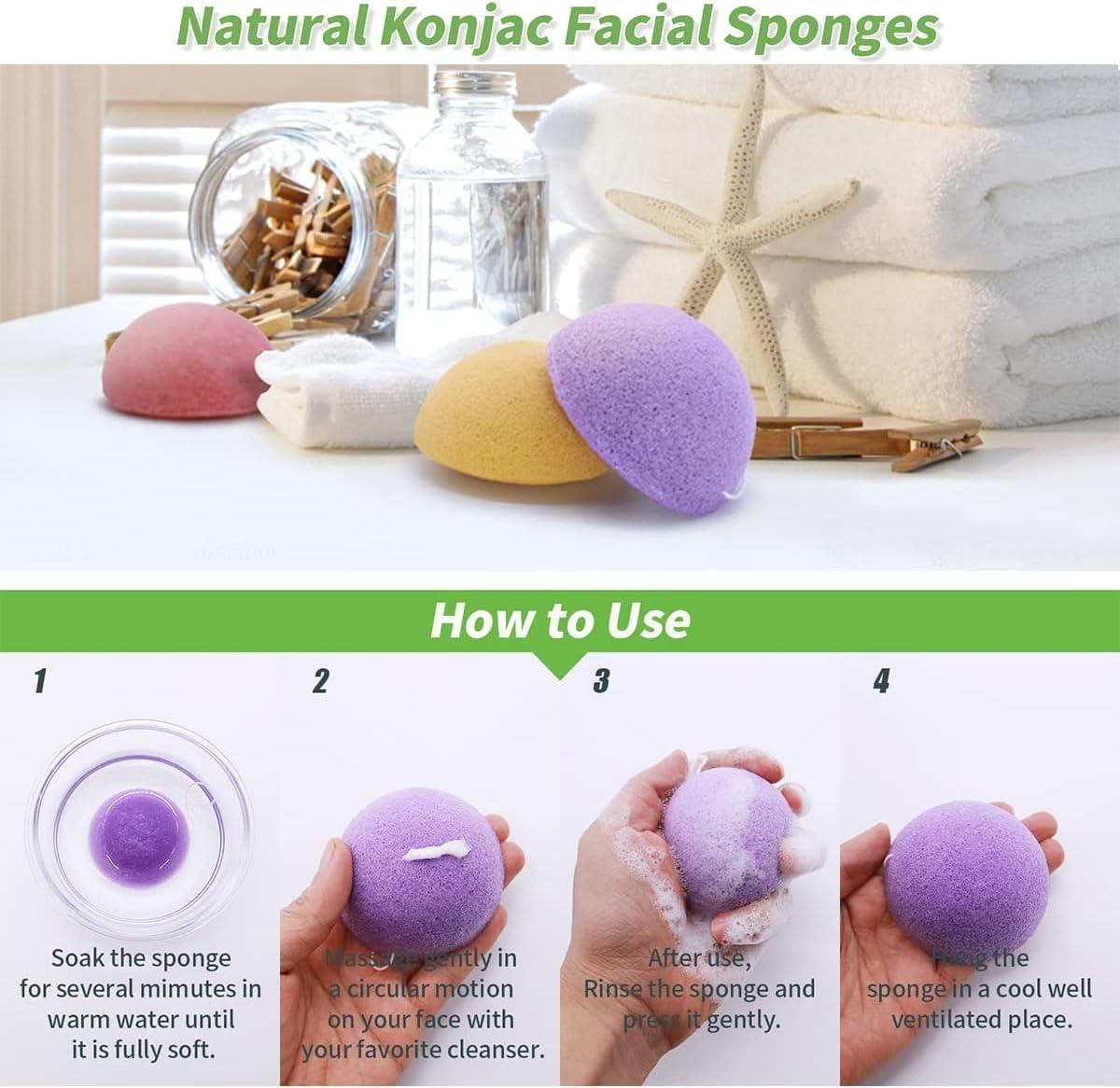 Of Course Konjac Sponge 6-Pack Facial Cleansing & Peeling Sponges with ...