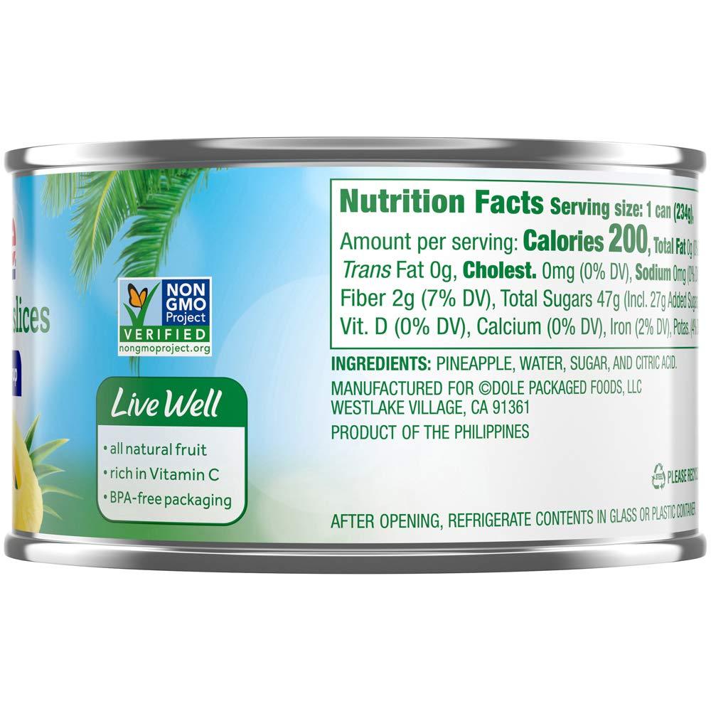Dole Canned Pineapple Slices in Heavy Syrup, 8.25 Oz Can