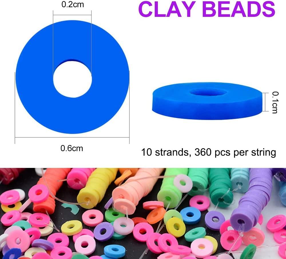 3600pcs Polymer Clay Beads Polymer Clay Beads Flat Round Spacer Beads 6mm  Heishi Vinyl Beads for Making Bracelet Necklace Earring Accessories DIY