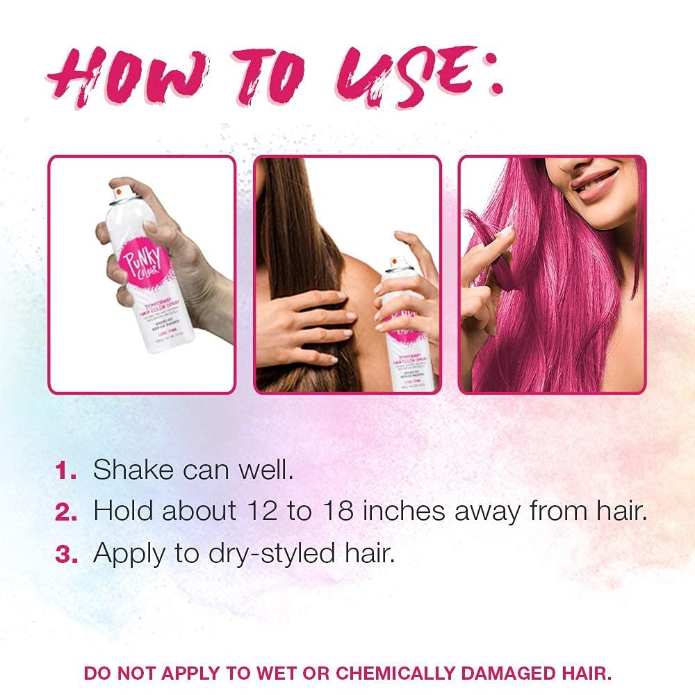 Punky Temporary Hair Color Spray, Lynx Pink, FastDrying, NonSticky