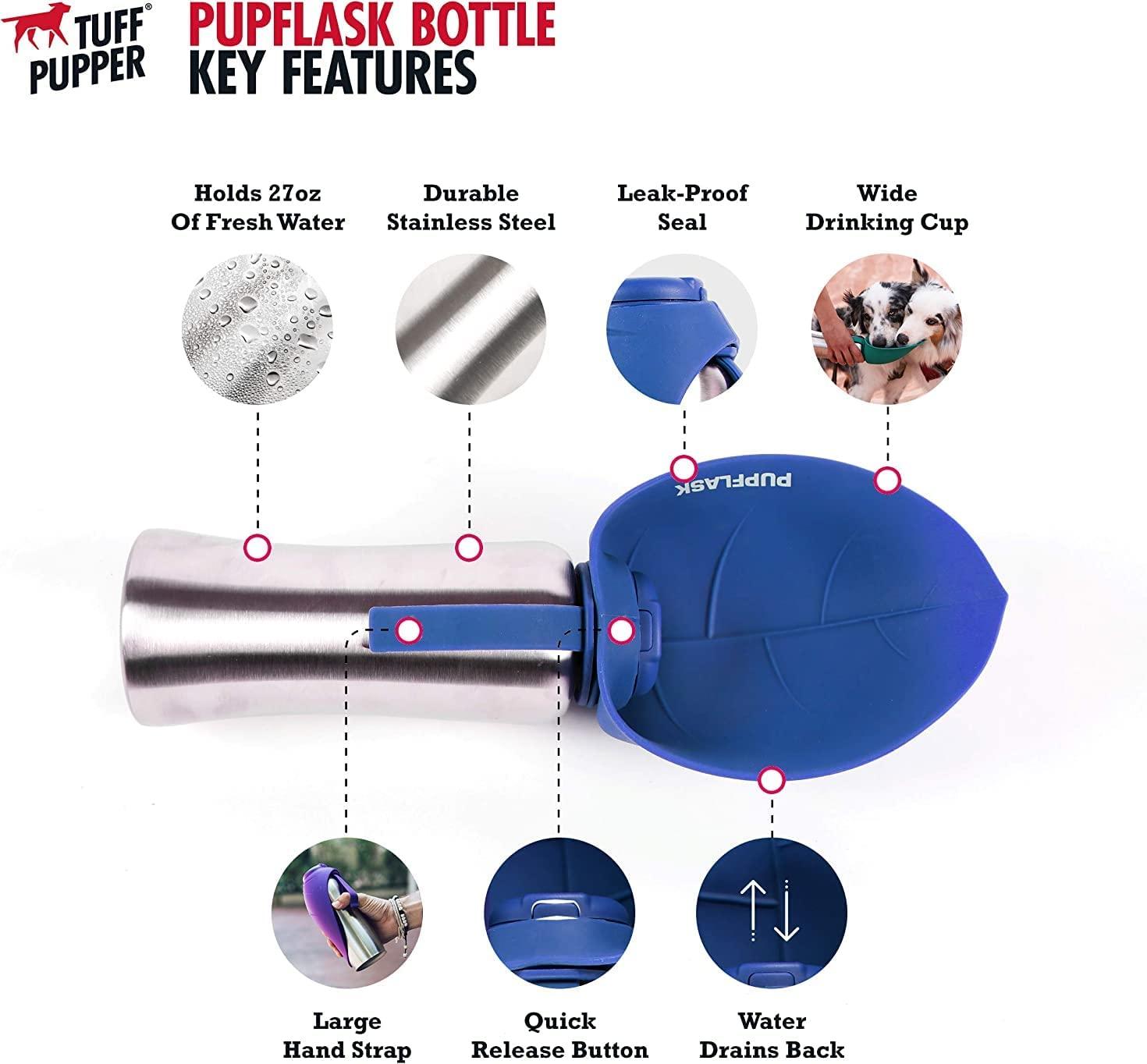 PupFlask Large Dog Water Bottle 27 or 40 OZ Stainless Steel