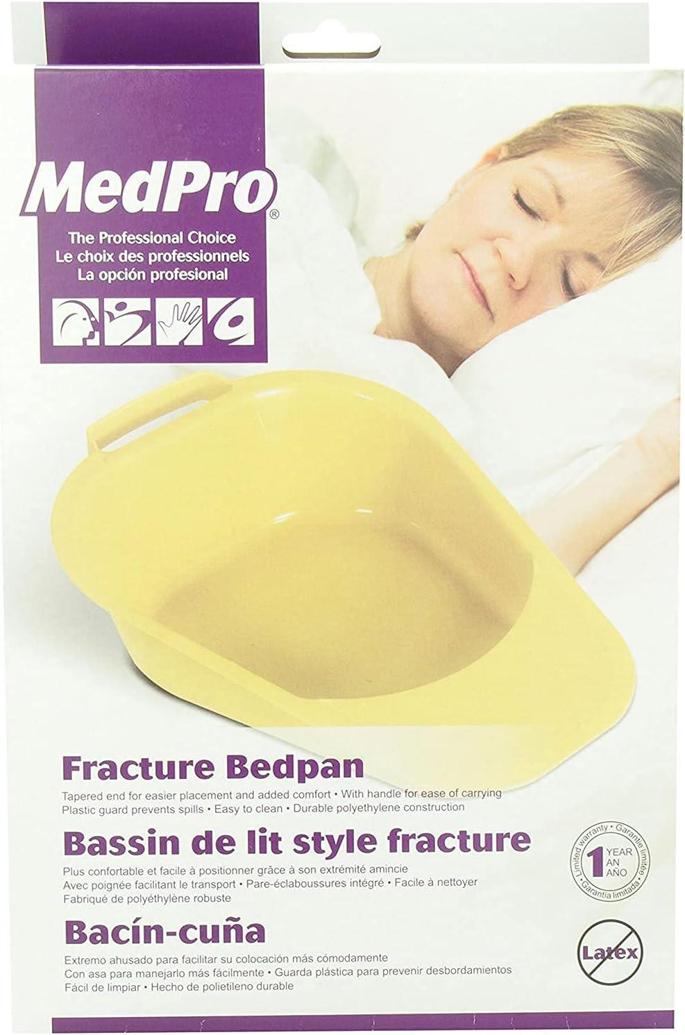 Medpro Easy Clean Portable Bed Pan with Plastic Guard and Handles for