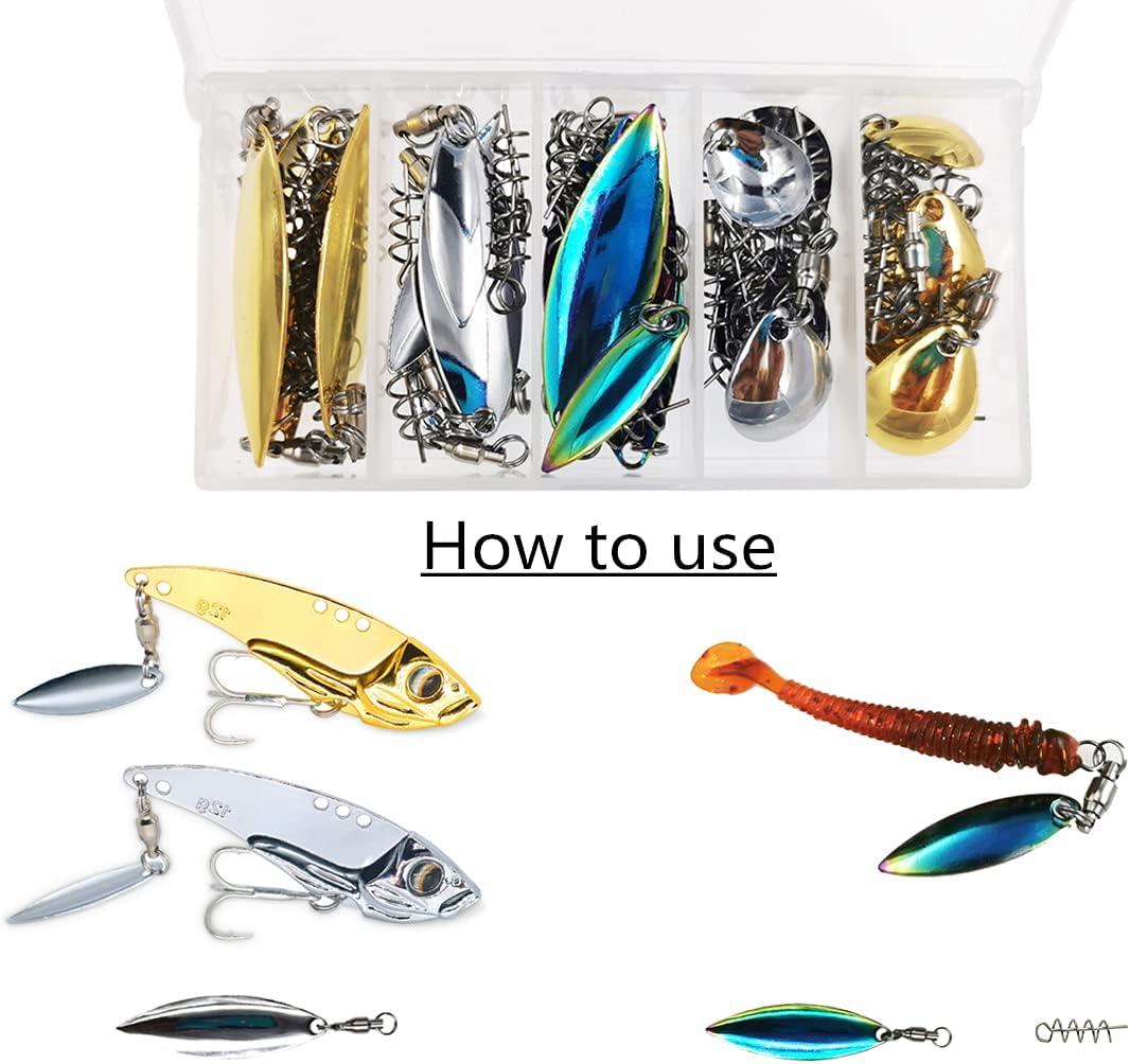 30pcs Tail Spinners Willow Colorado Blade Spin Lure Kit for