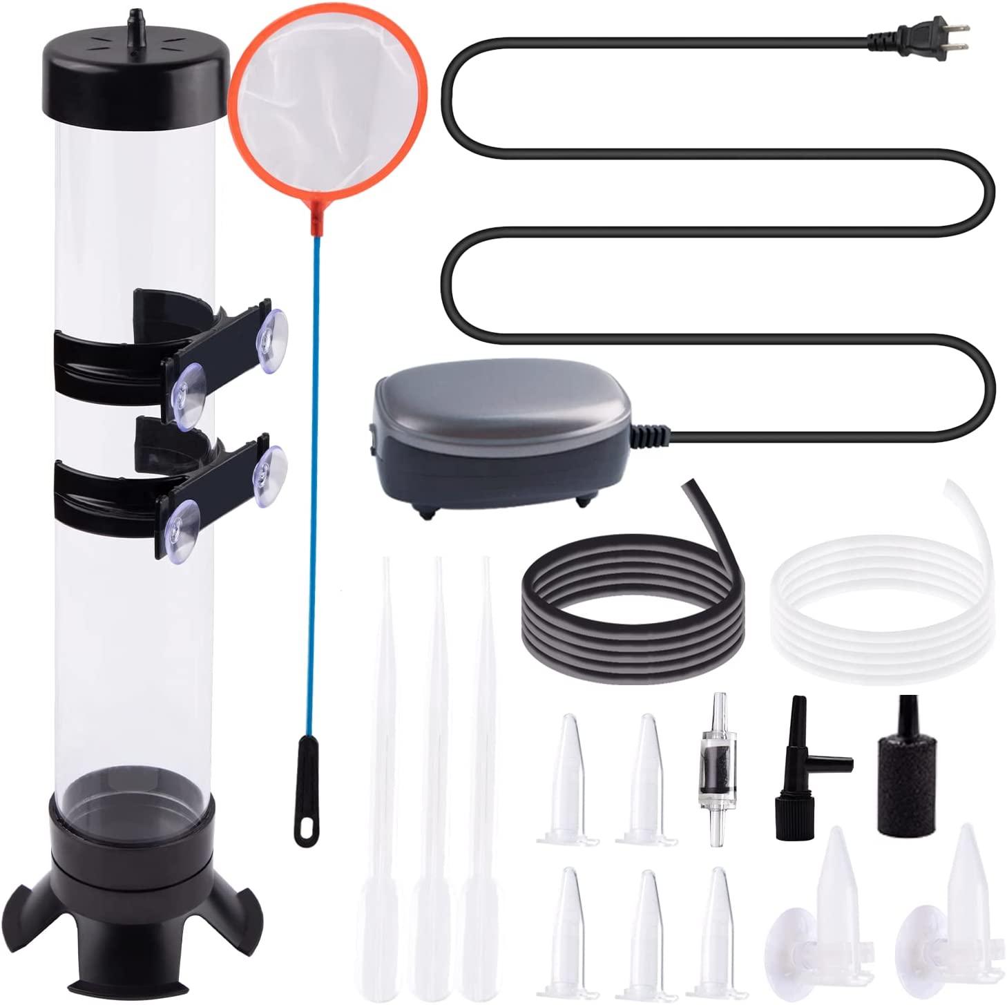 Brine Shrimp Hatchery Kit with Artemia Eggs Incubator and Silver Air Pump