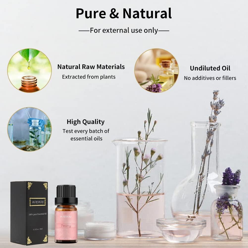 BURIBURI Peony Essential Oils, 100% Pure, Undiluted, Natural Aromatherapy  Peony Oil for Diffuser