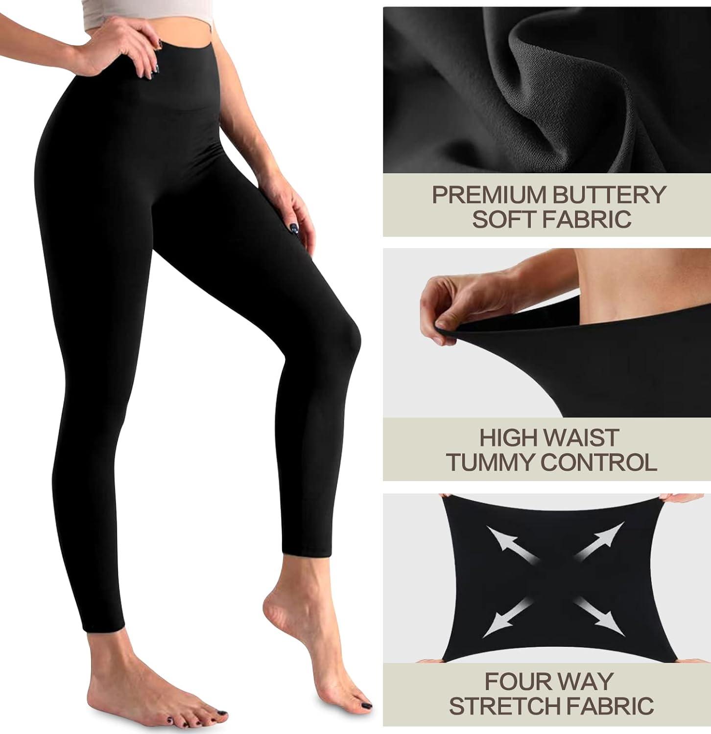 3 Pack Leggings for Women-No See-Through High Waisted Tummy Control Yoga  Pants Workout Running Legging 01-1black Large-X-Large