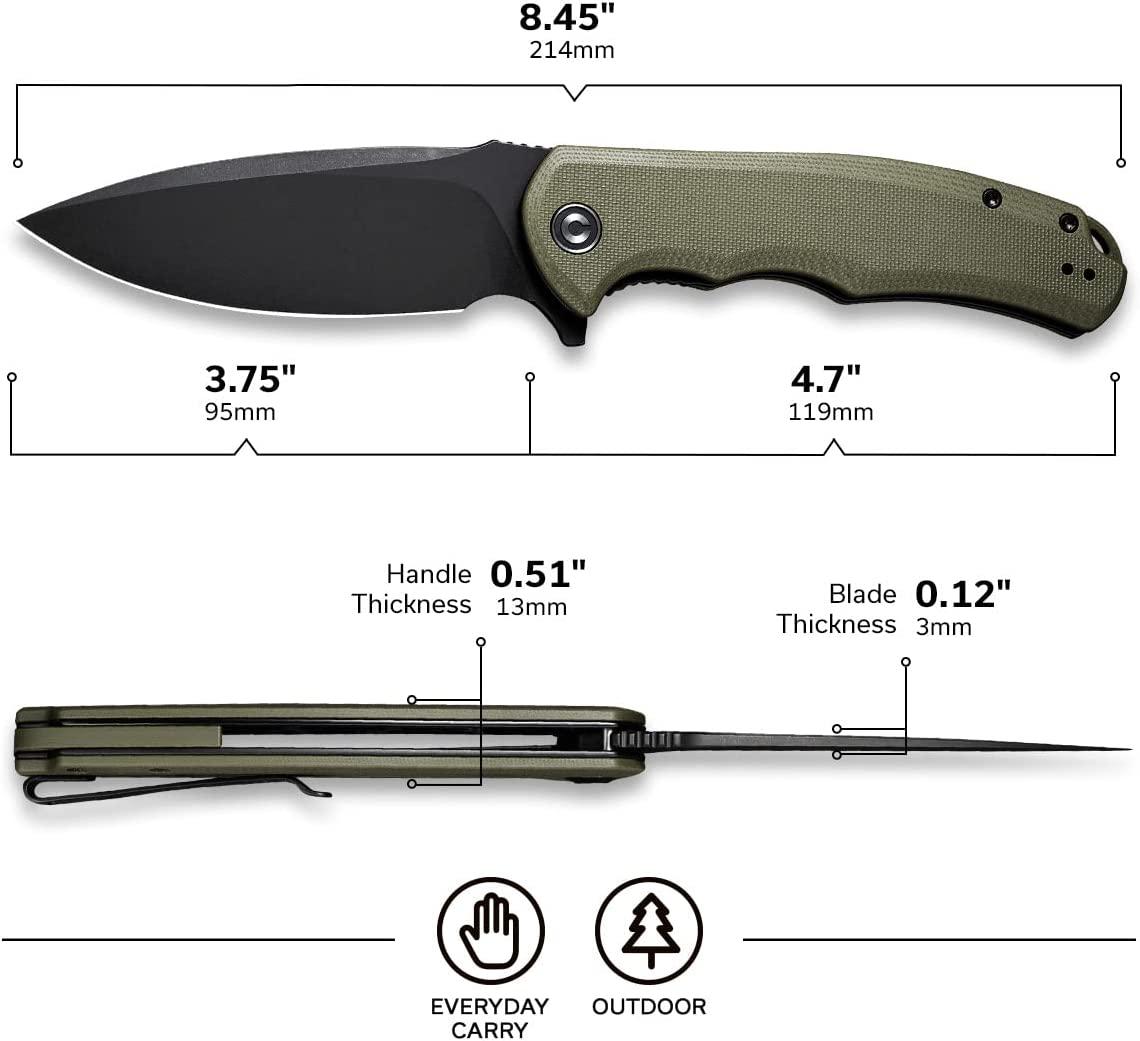 CIVIVI Praxis Flipper Pocket Knife C803F ABlack Stonewashed