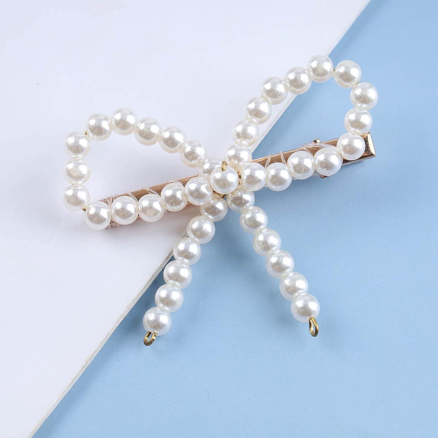 Allereyae Vintage Pearl Bow Hair Clip Barrette Faux Pearl Hair Barrette  Pearl Hairpin Headwear Decorative Bobby Pin Barrette Minimal Pearl Hair  Accessories for Women and Girls