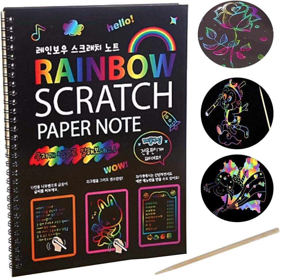 Scratch Art Note Books for Kids, Scratch Art Paper Rainbow Magic Scratch Art  Books for Children, Colored Scratch Art Notebooks with Wooden Pen  Children's Day Best Gifts Scratch Art Books with Wooden