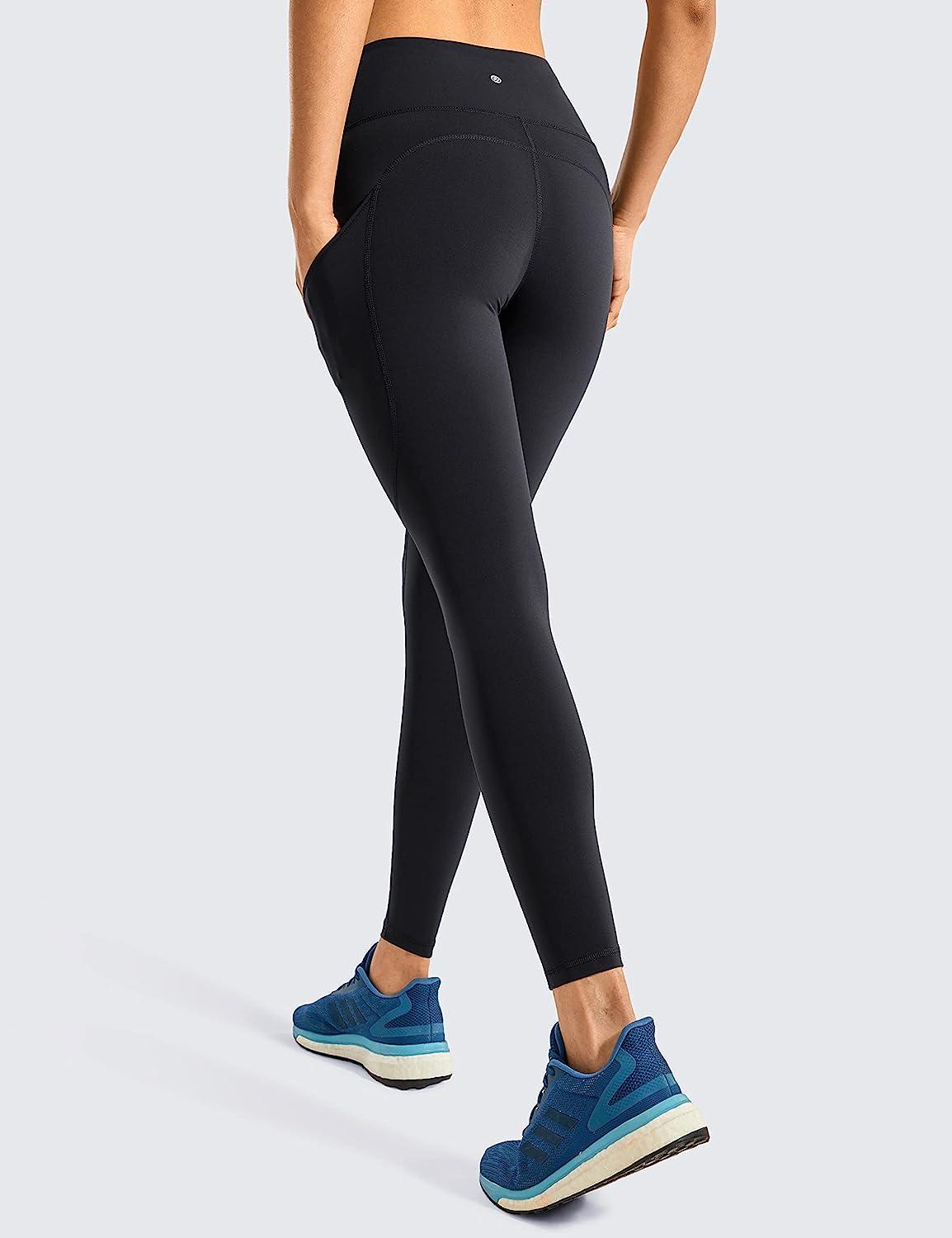 CRZ YOGA Women's Naked Feeling Workout Leggings 25 Inches - High Waisted Yoga  Pants with Side Pockets Athletic Running Tights 25 inches Medium Black