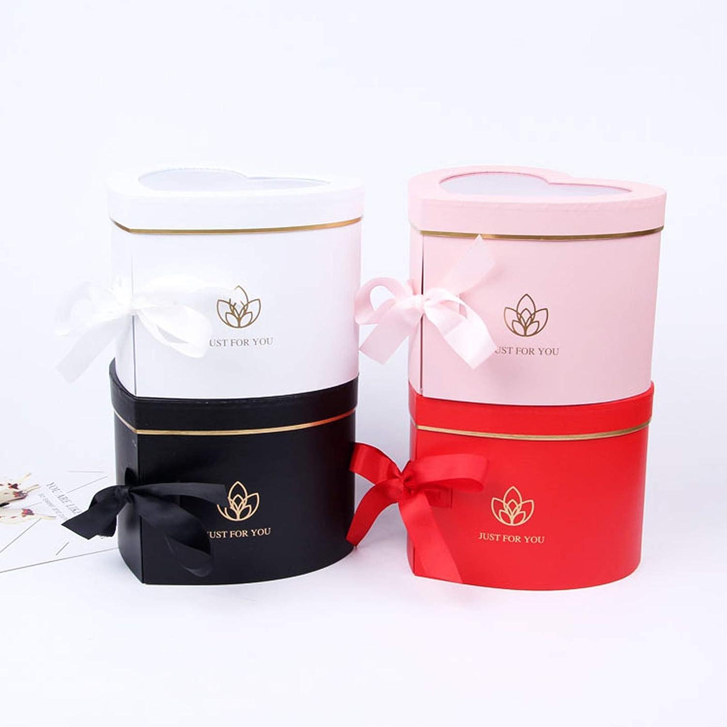 Heart Shaped Flower Box, Floral Gift Box, With Clear Lid Double Layers  Rotating Drawer, Luxury Paper Mache Boxes Packaging for Arranging Mother'S