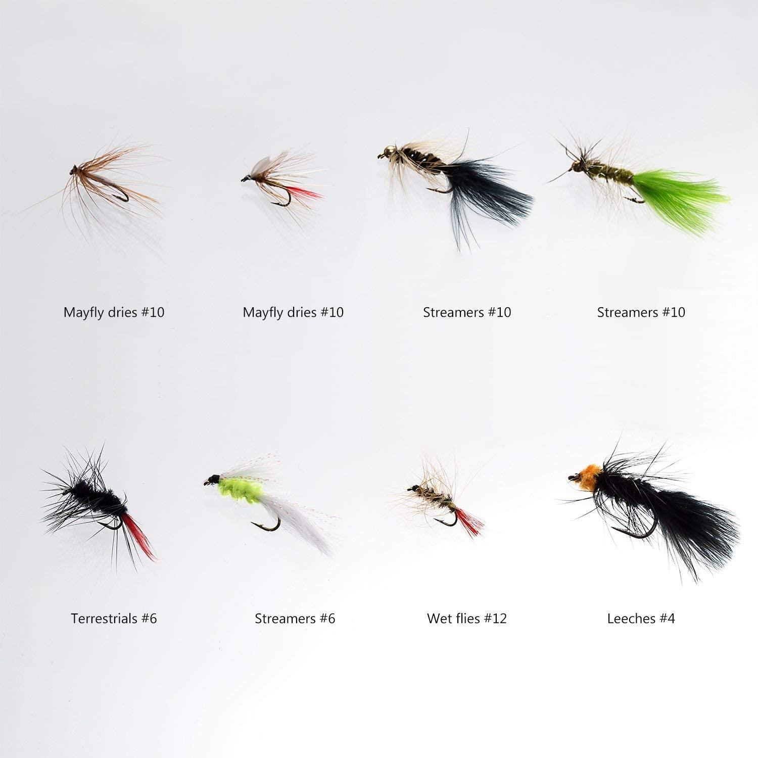 BASSDASH Fly Fishing Flies Kit 64pcs Assorted Trout Bass Flies with