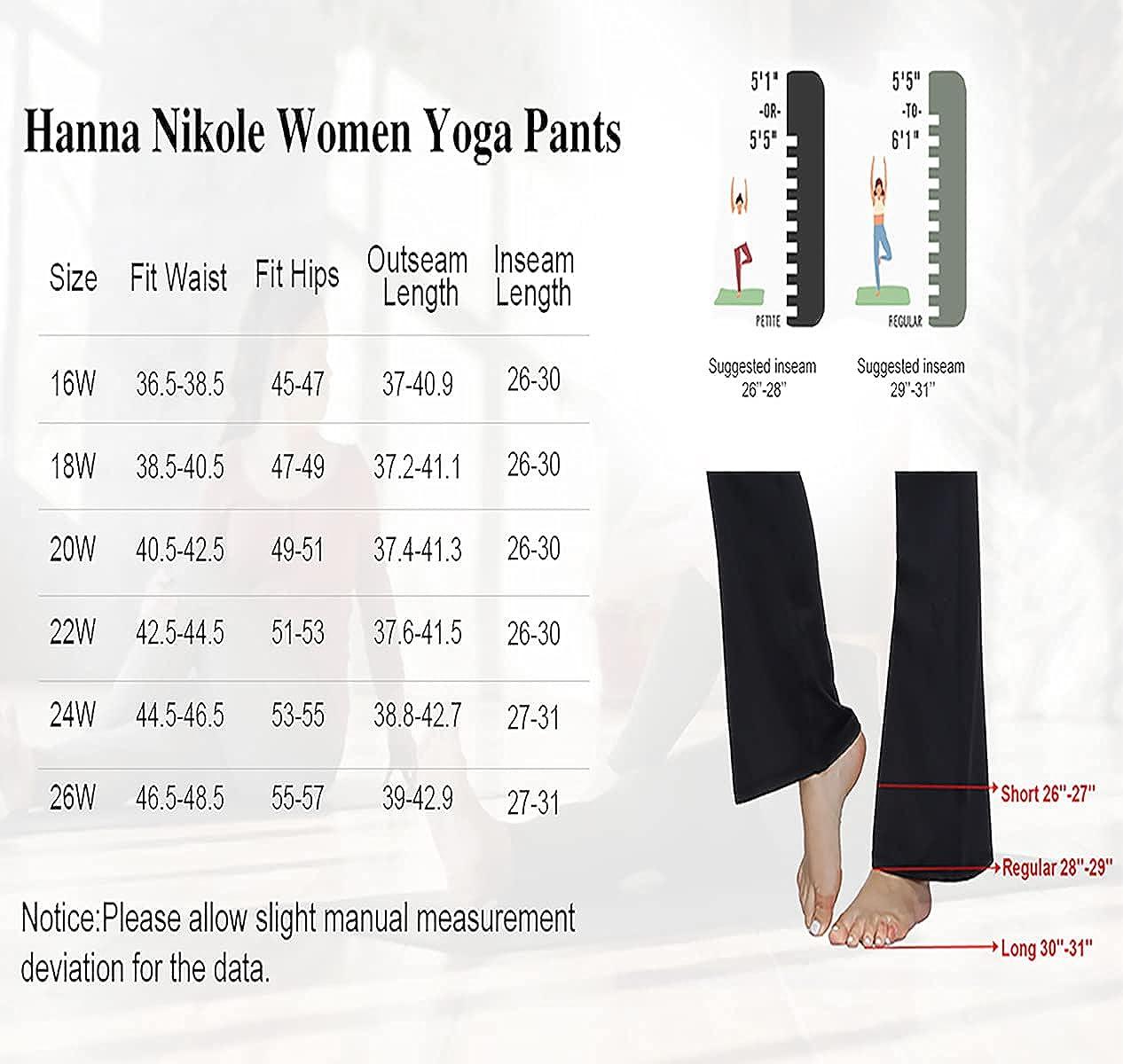 Hanna Nikole 262728293031Inseam Women Plus Size Flare Leggings Tummy  Control Yoga Pants Bootcut Flared Leggings 31Inseam 24 Plus Long Black