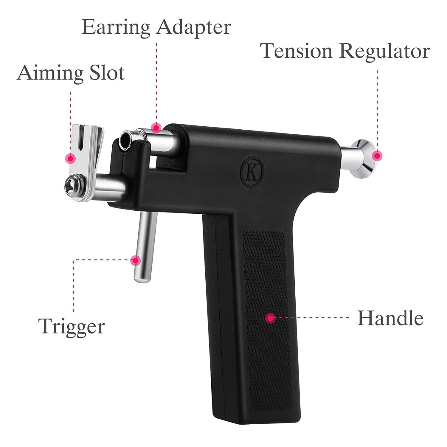 Stainless Steel Ear Piercing Gun Kit with Iodophor Swab - Salon Quality ...