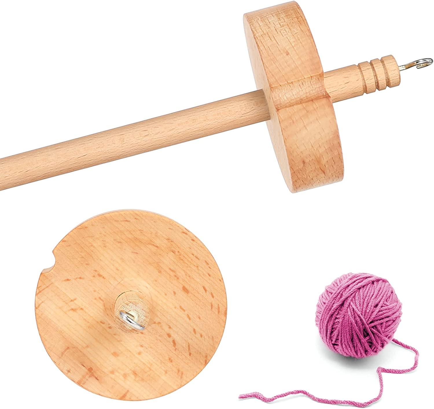 Finetoknow Drop Spindle Top Whorl Yarn Spin Hand Carved Wooden Tool for  Beginners