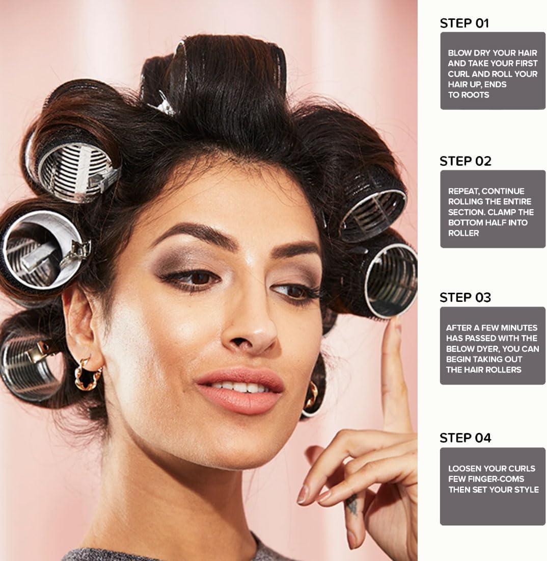 Mabufun Hair Rollers With Clips Large Jumbo Hair Rollers For Long Hair Self  Grip Velcro Curlers 35 Pcs No Heat Rollers For Hair Curls Salon