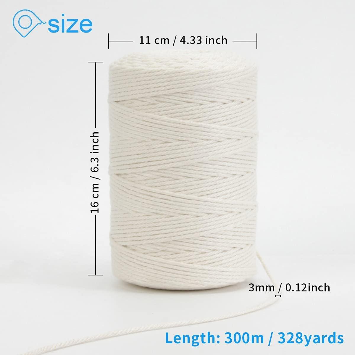 Macrame Cord DAOFARY 100% Natural Cotton Rope 3mm x 328 Yards 4 Strand  Twisted Macrame Rope Cotton Twine String for DIY Crafts Knitting Dream  Catcher Plant Hanger Wedding Decor Beige