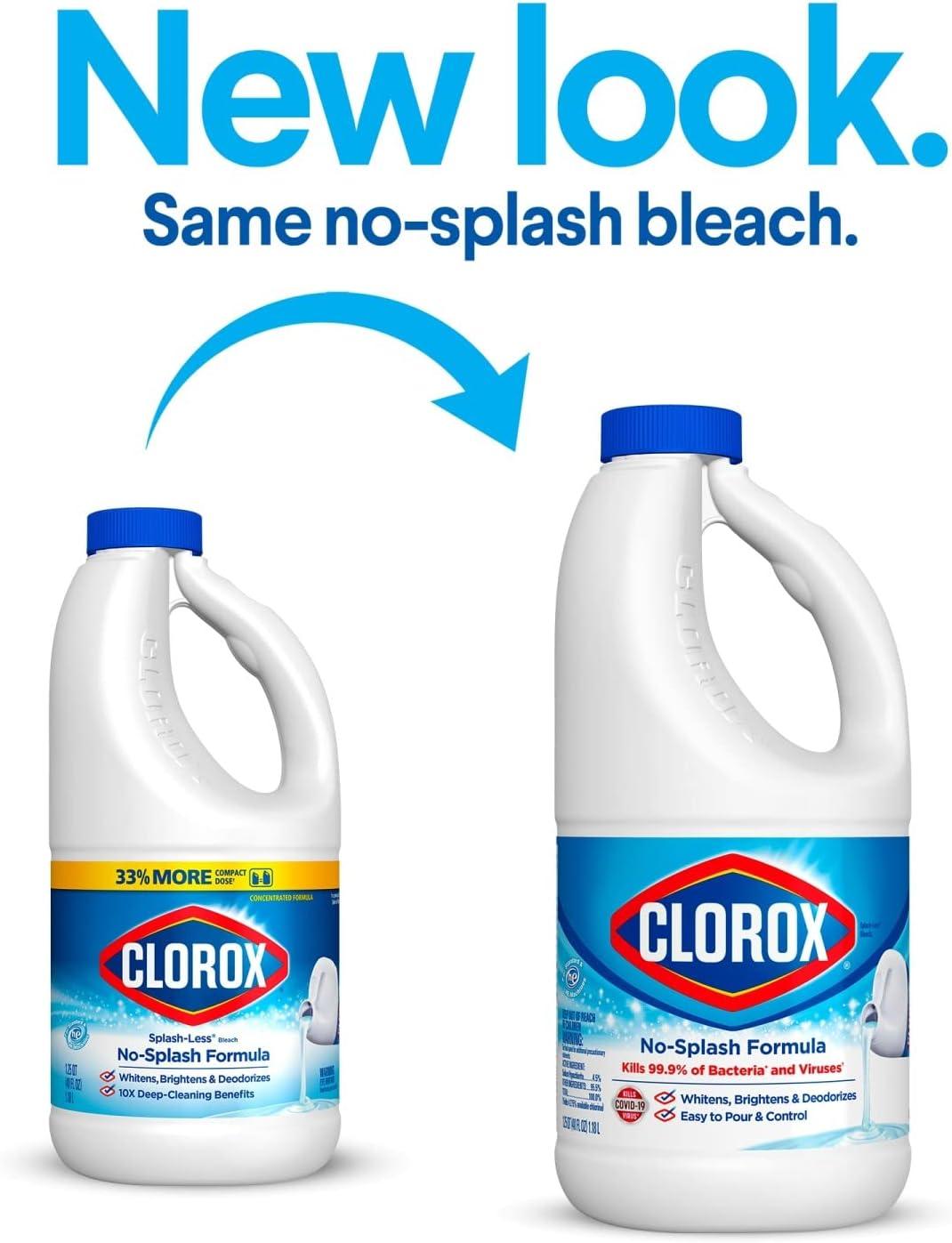Clorox SplashLess Bleach1, Disinfecting Bleach Kills 99.9 of Bacteria and Viruses, Regular 40