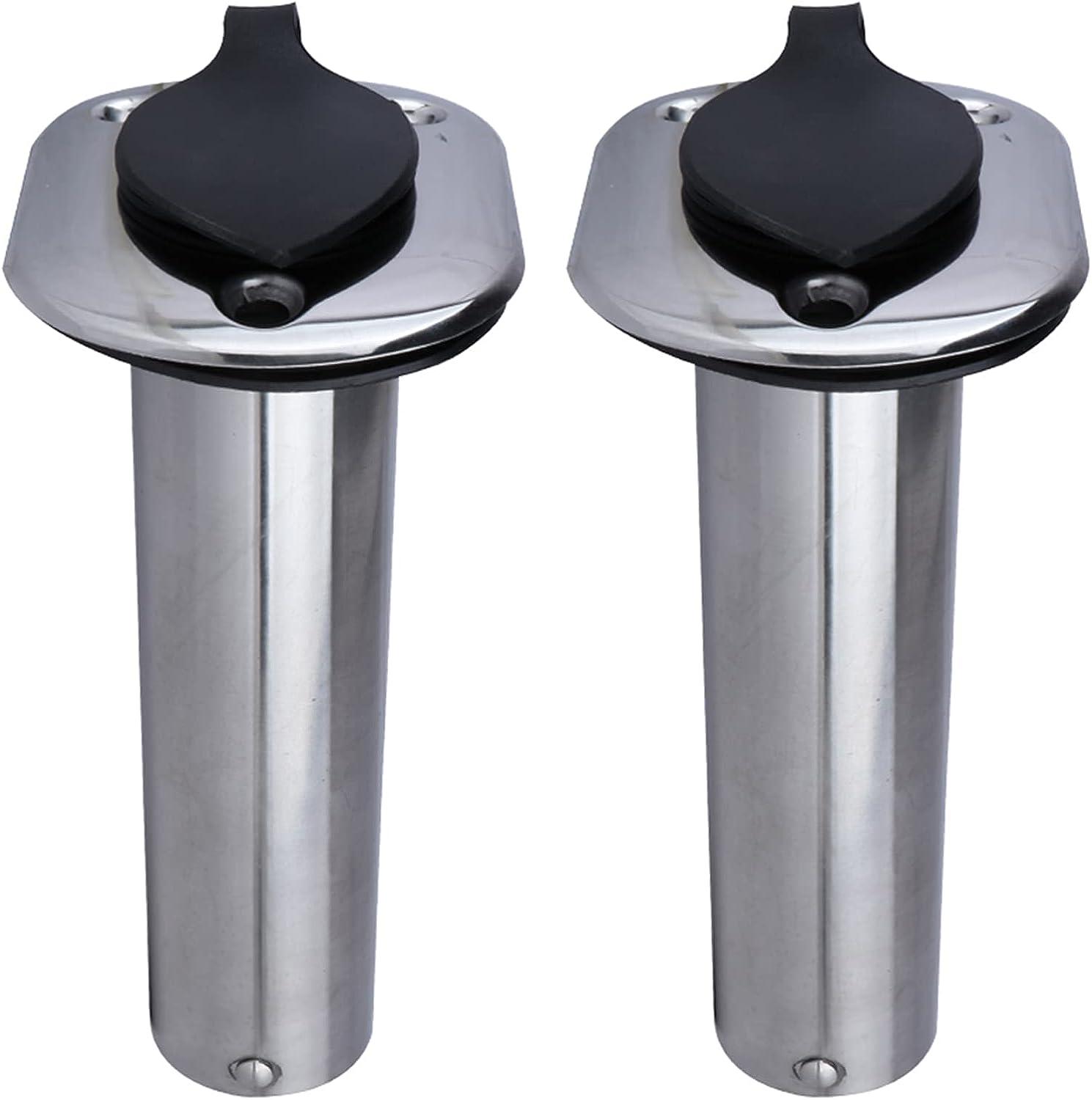 Fishing Pole Clamp 2pcs Boat Fishing Rod Holder 9in 316 Stainless Steel PVC  Liner 90° Flange Flush Mount for Yacht