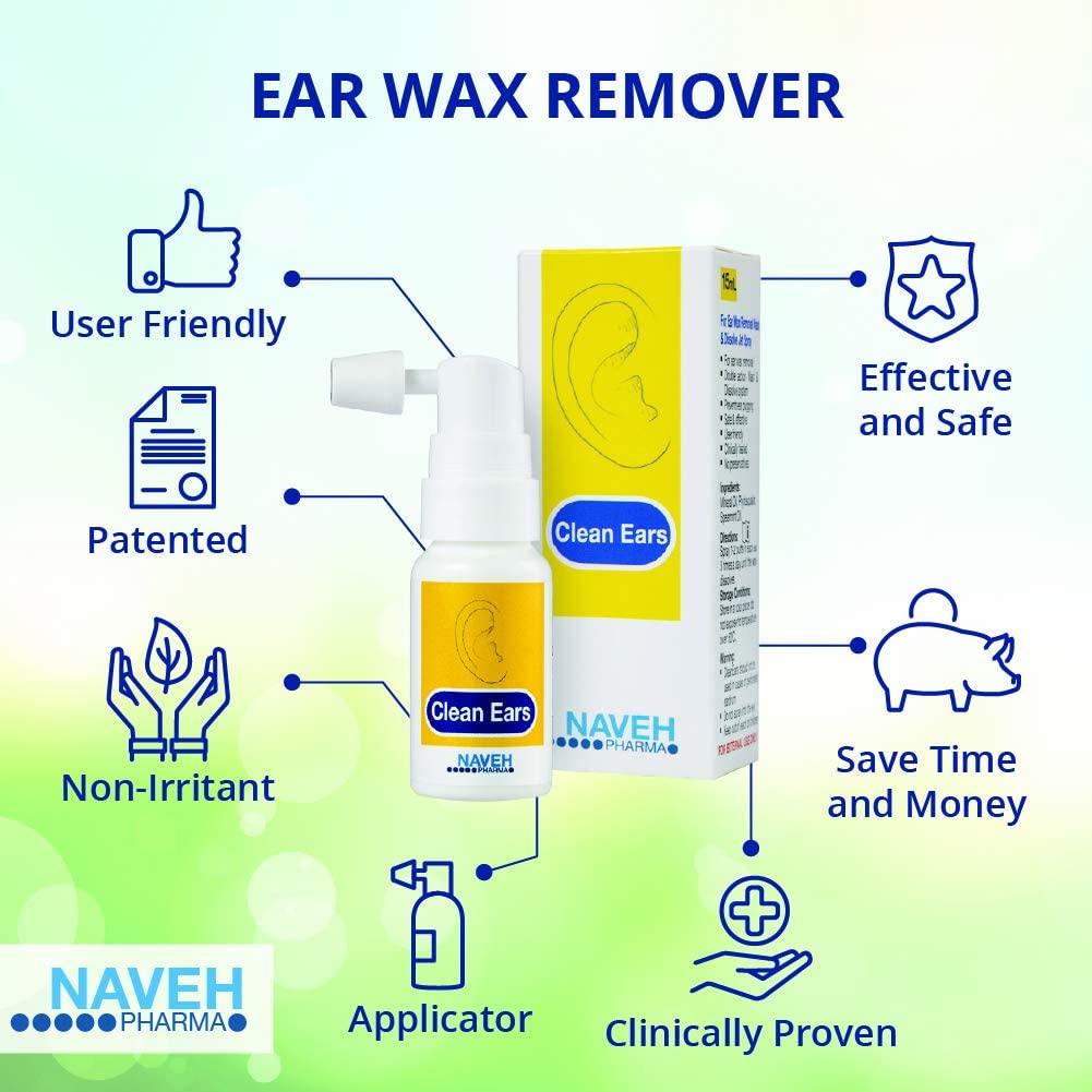 Naveh Pharma CleanEars Earwax Removal Spray Ear Wax Softener Cleaner