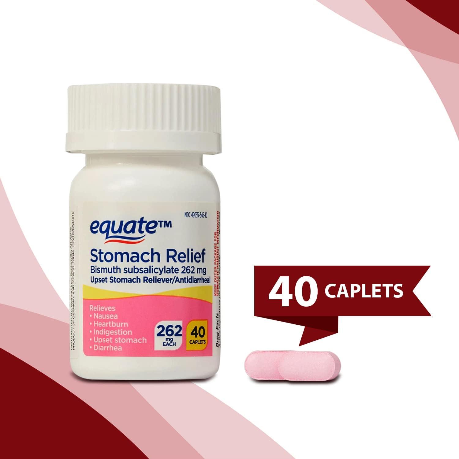 Equate Stomach Relief Caplets 262 mg 40 Ct Bundle with Exclusive Say No