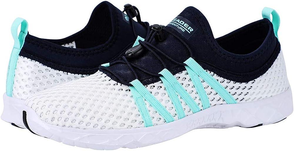 Aleader Women's Mesh Slip On Water Shoes White/Navy/Blue