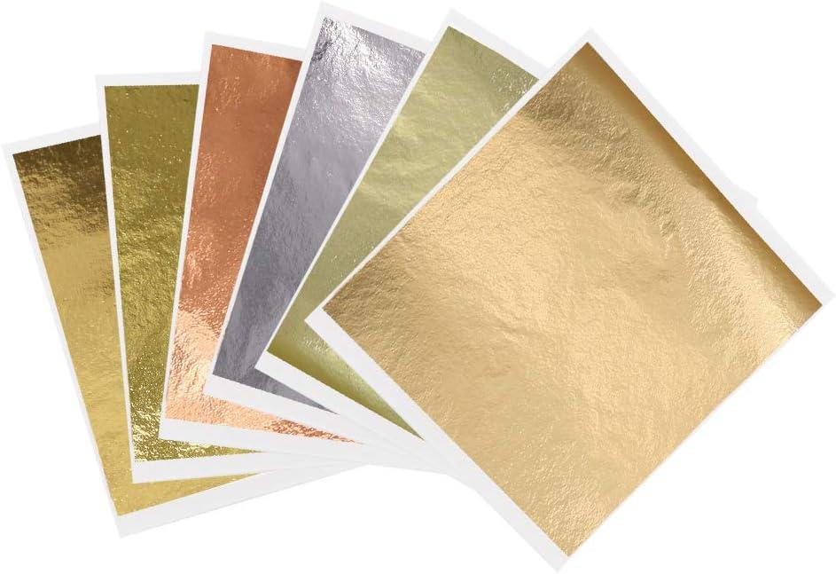 KINNO Imitation Gold Leaf Sheets Multipurpose 6 Colors - Gilding Paper Leaf  for Home, Wall, Frame, Ceiling
