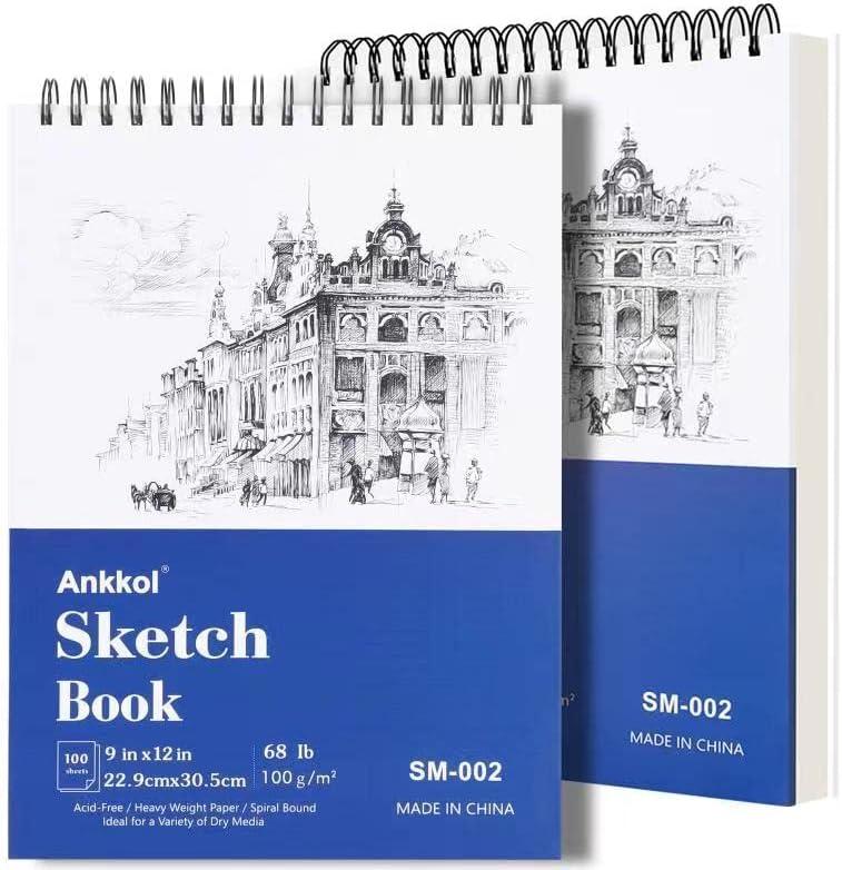 Lartique 9X12 Sketch Book, 2-Pack, 100 Sheets Each, (100gsm) Sketchbook  for
