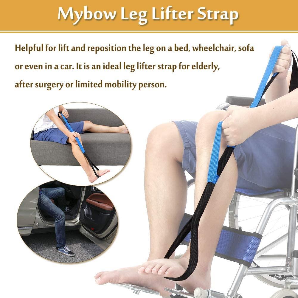 Leg Lifter Strap Rigid Foot 37'' Medical Thigh Lifter for Elderly After Knee  Hip Surgery Recovery Kit & Hand Grip Therapy Tools Handicap Disability  Mobility Aids for Car Bed Wheelchair Transfer (Blue)