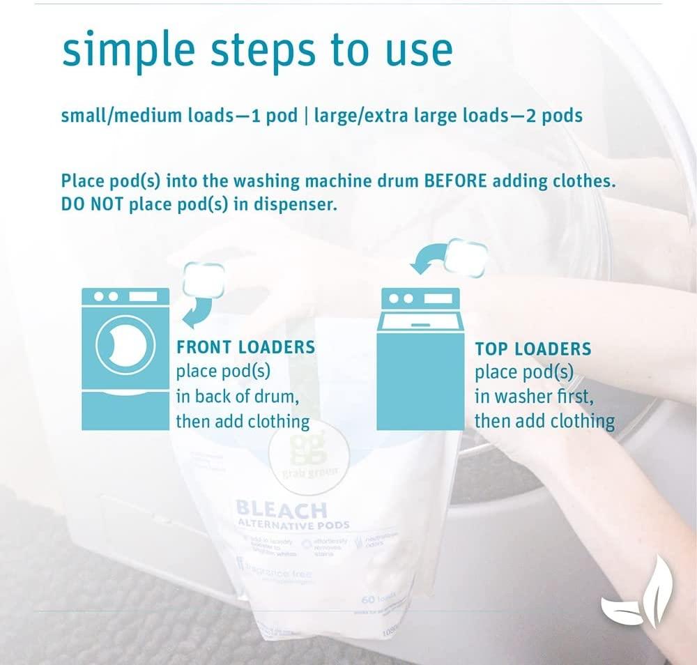 Grab Green Bleach Alternative Pods, 24 Count, Chlorine Free, Fragrance