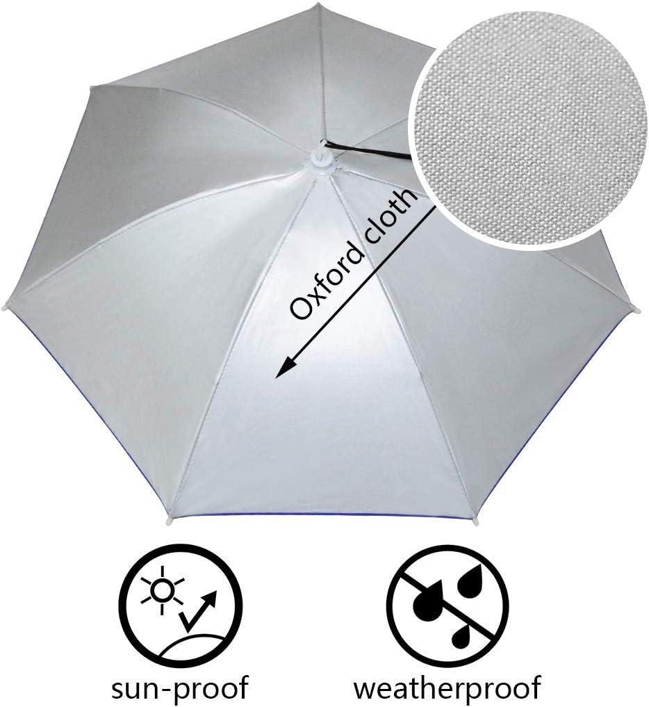 NEW-Vi Umbrella Hat Adult and Kids Folding Cap for Beach Fishing Golf Party  Headwear Silver