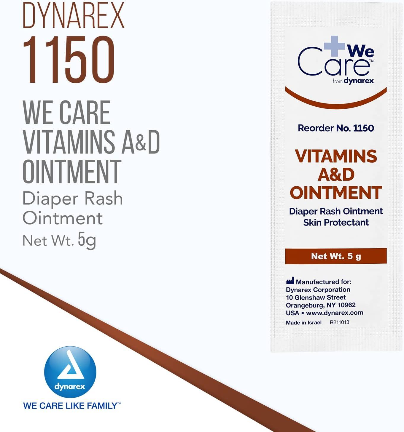 Dynarex Vitamins A & D Ointment 144 Skin Protectant Packets Diaper