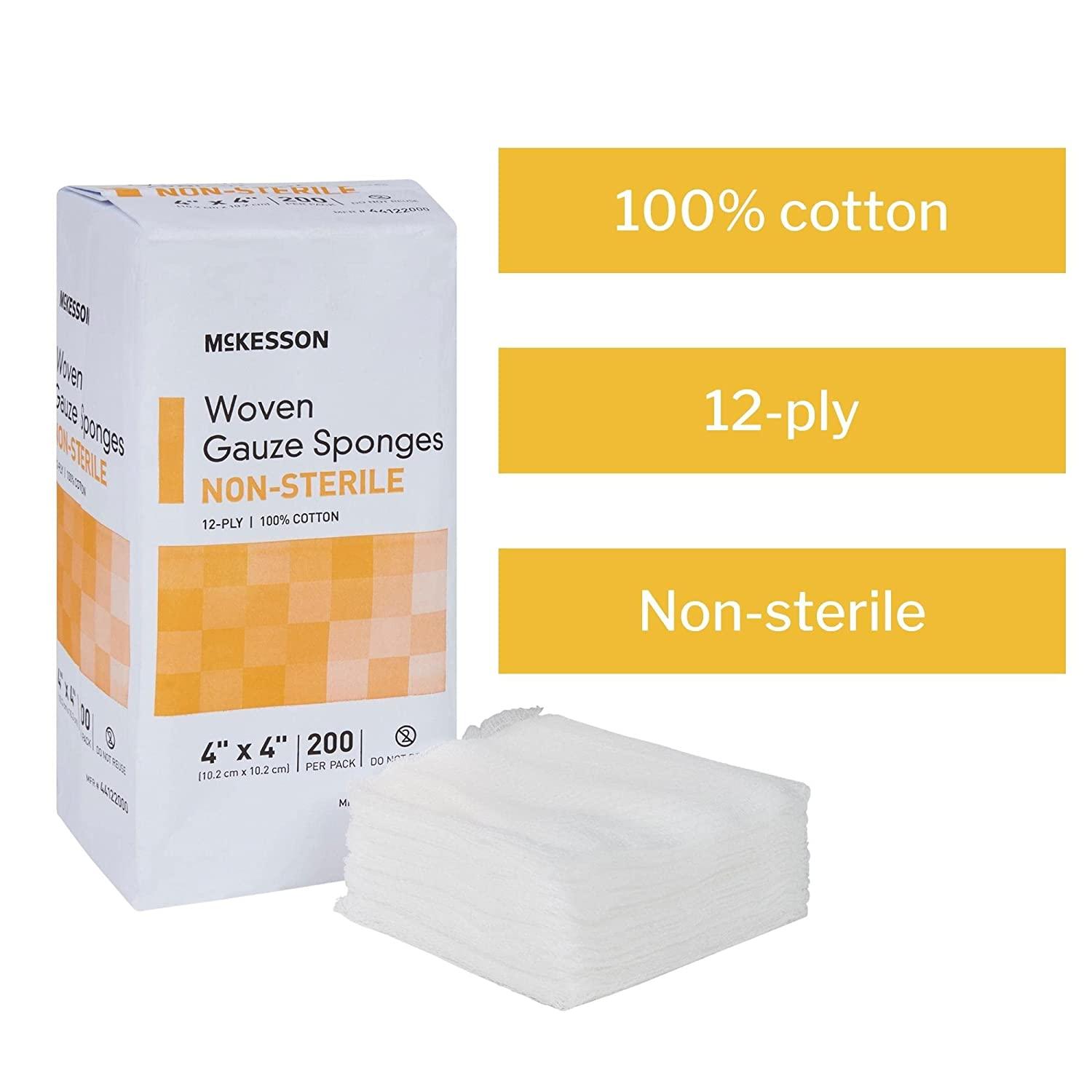 McKesson Woven Gauze Sponges, NonSterile, 12Ply, 100 Cotton, 4 in x