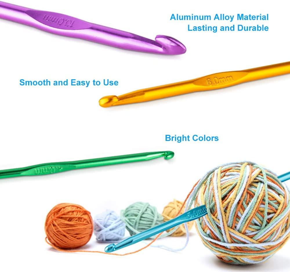  Coopay Crochet Hooks Ergonomic Grip, Large Curved Handle  Crochet Hook Set for Arthritic Hands, 8 PCS Different Sizes Aluminum Crochet  Needles Lightweight Yarn Weave Tools Knitting & Crochet Supplies